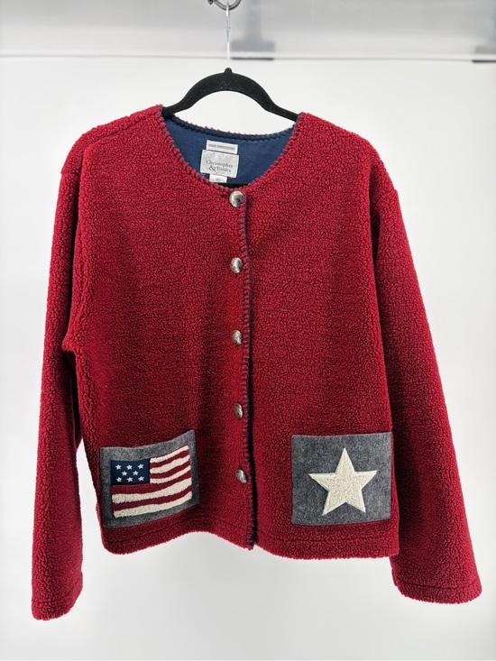 Christopher & Banks Sweaters - Vintage Christopher & Banks USA Flag Patriotic American Fleece, Y2k, Size XL